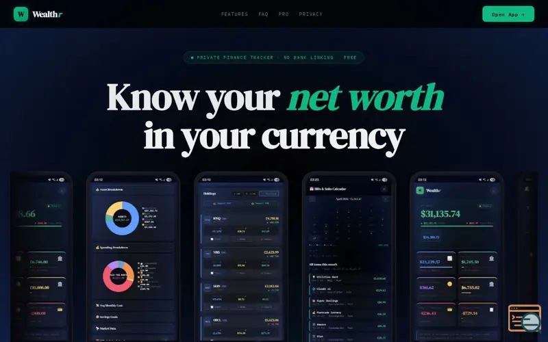 Screenshot of Wealthr, a launch using Yahoo Finance