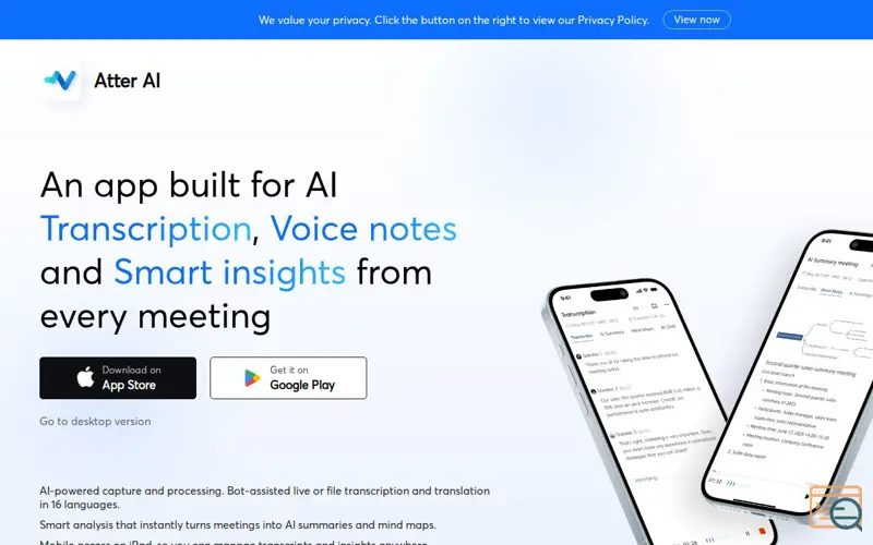 Screenshot of Atter AI