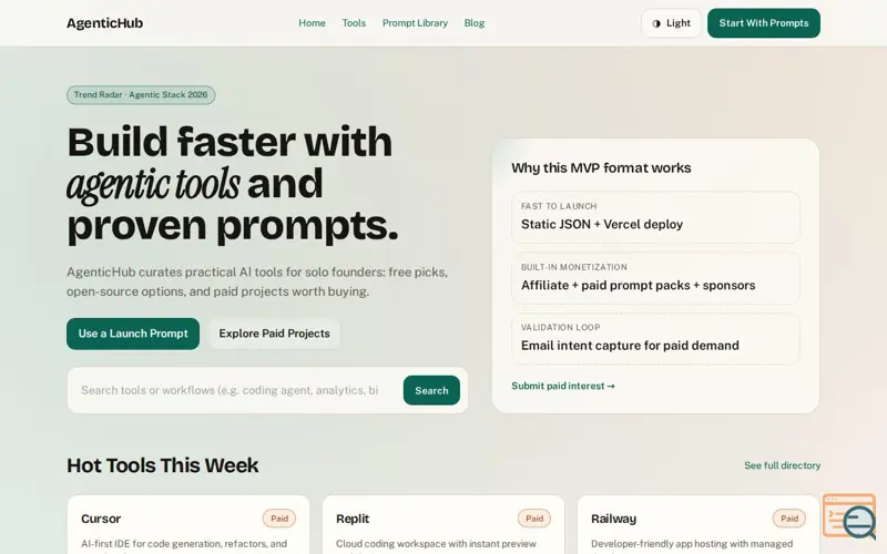 Screenshot of AgenticHub