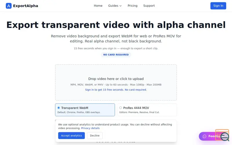 Screenshot of ExportAlpha, a launch using Google OAuth