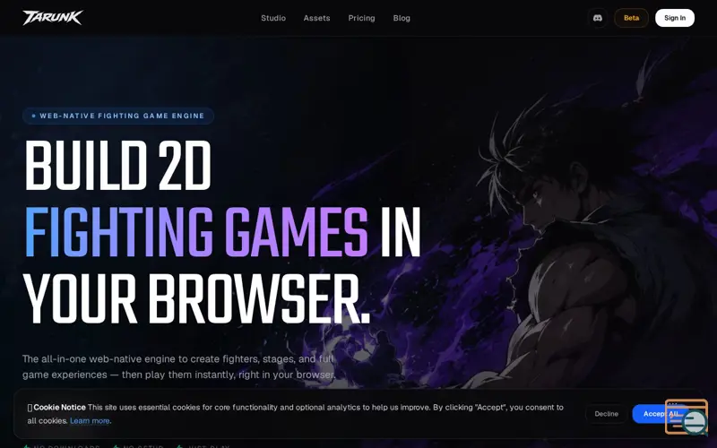 Screenshot of Tarunk Engine | Web-Native Fighting Game Engine & Visual IDE