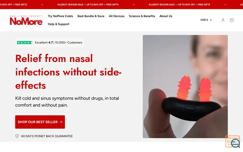 Screenshot of Red Light Therapy devices 