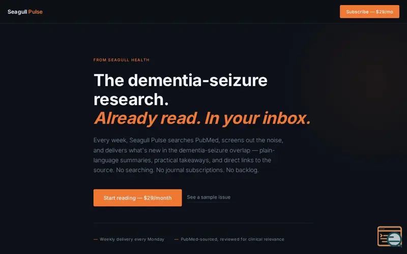 Screenshot of Seagull Pulse — Dementia
