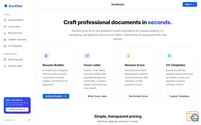 Screenshot of DocPilot