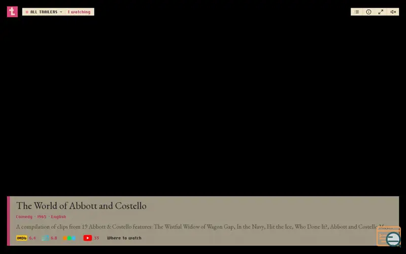 Screenshot of trailers.fm