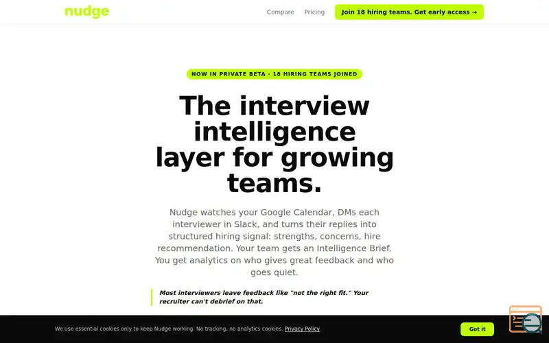 Screenshot of Nudge: Interview feedback in 60 seconds