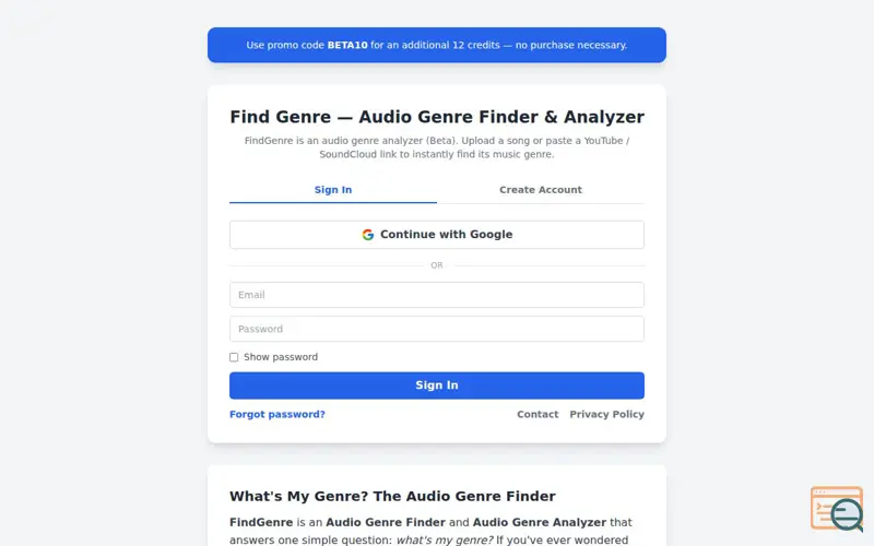 Screenshot of FindGenre