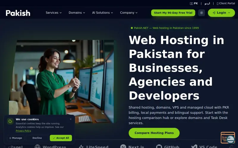 Screenshot of Pakish: RDP Hosting & On-Demand IT