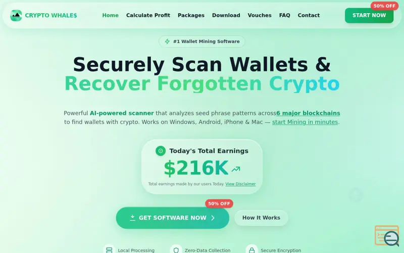 Screenshot of Crypto Whale$ - Crypto Mining Software