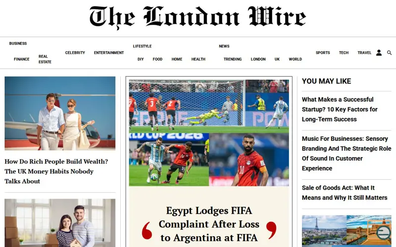Screenshot of The London Wire, a launch using Contact Form 7