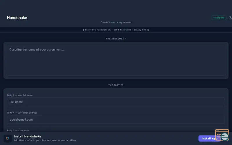 Screenshot of Handshake