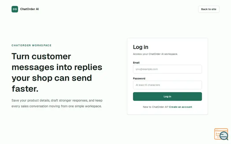 Screenshot of ChatOrder AI