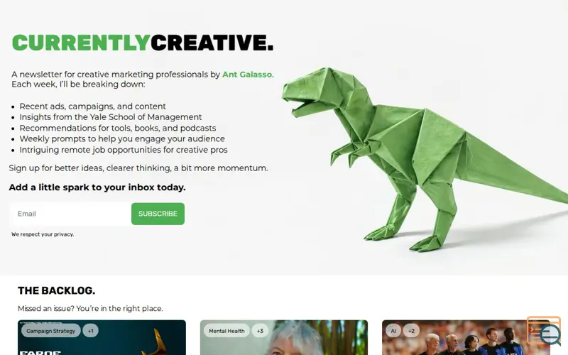 Screenshot of Currently Creative