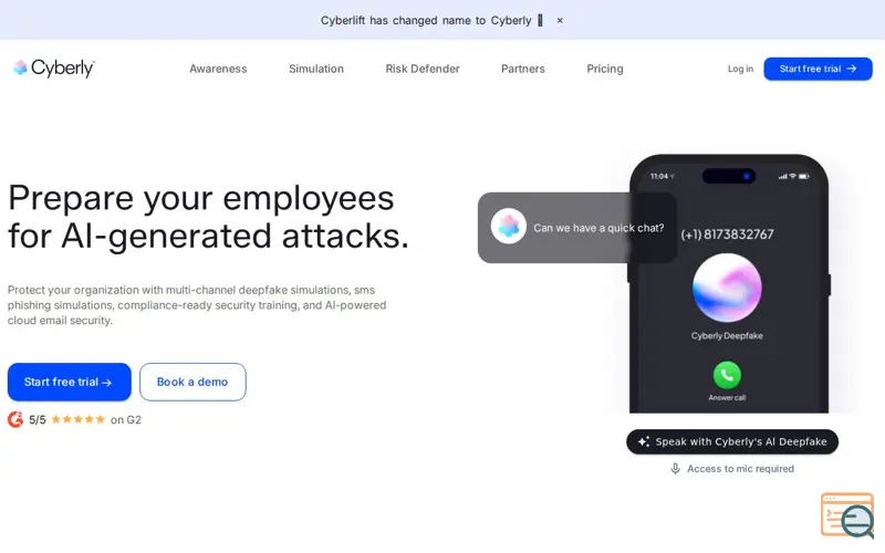 Screenshot of Cyberly