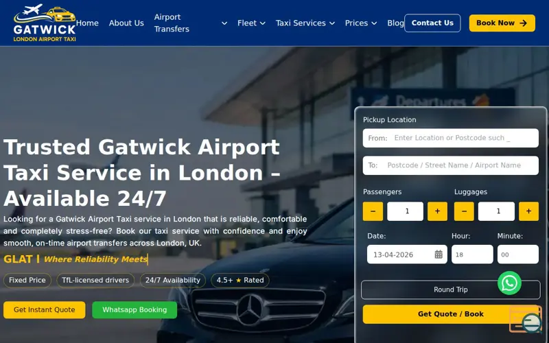 Screenshot of Reliable Gatwick Airport Taxi Service 