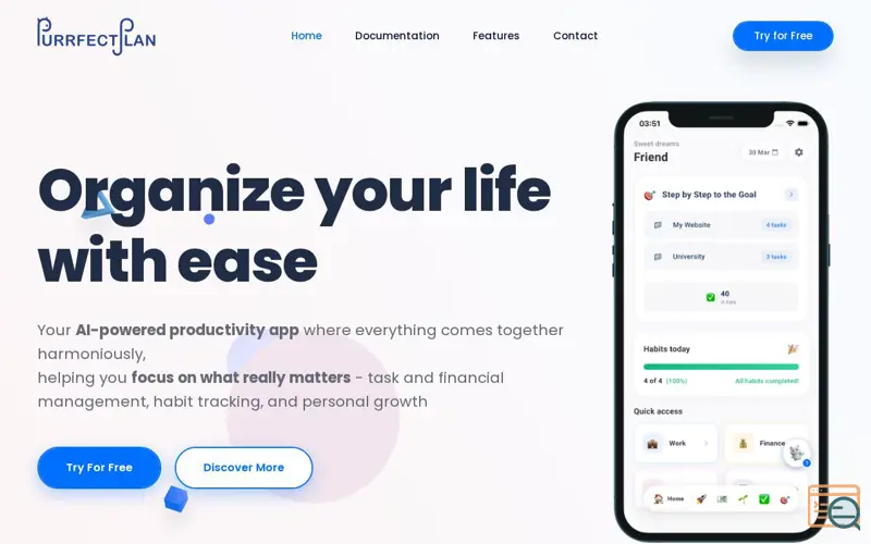 Screenshot of PurrfectPlan