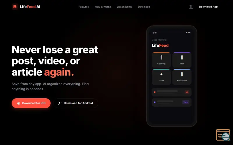Screenshot of LifeFeedAi