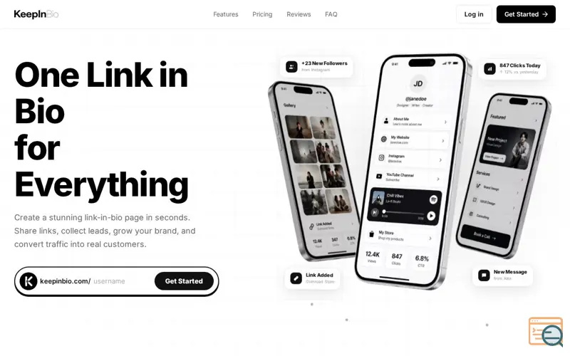 Screenshot of KeepInBio