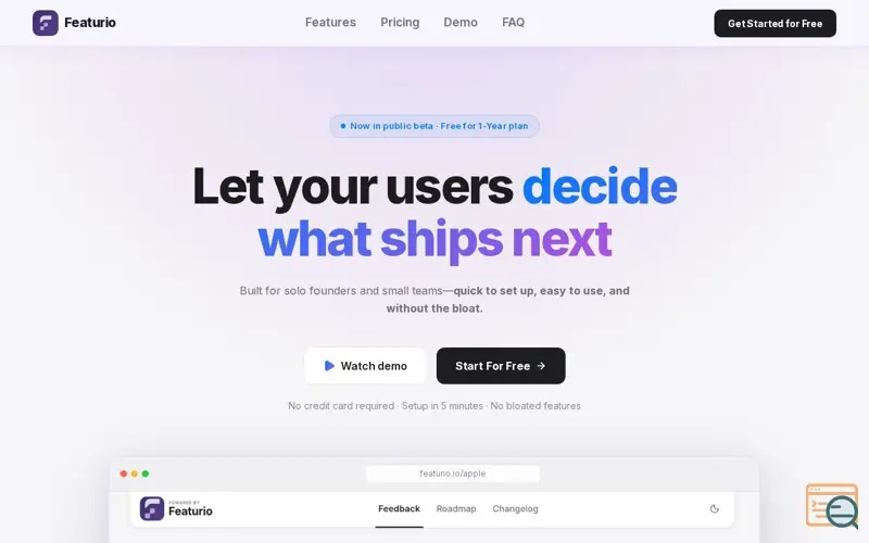 Screenshot of Featurio