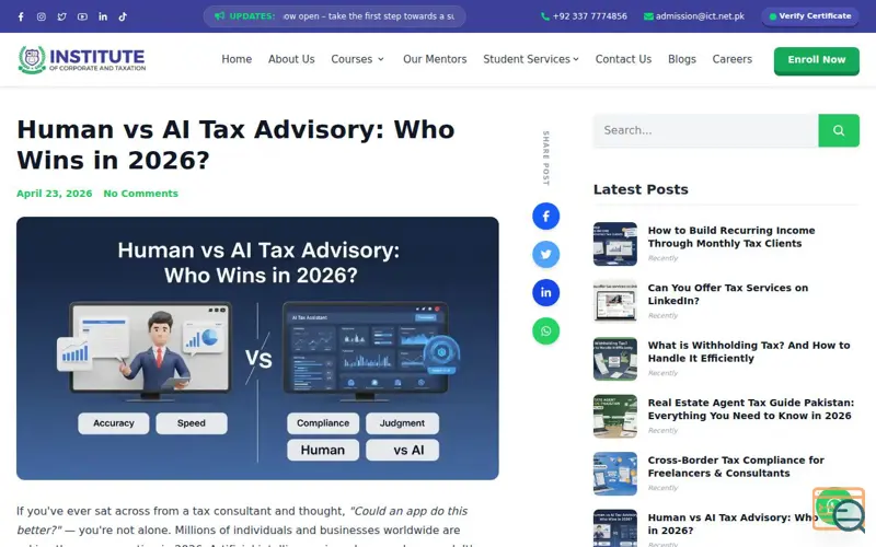 Screenshot of Human vs AI Tax Advisory