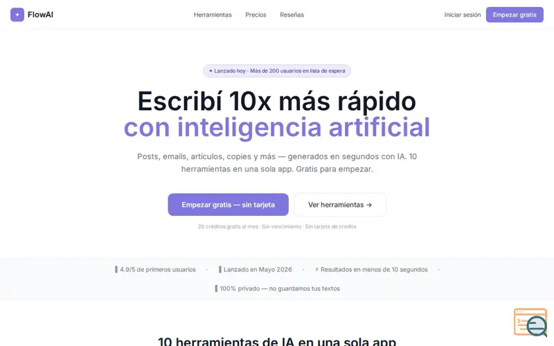 Screenshot of FlowAI