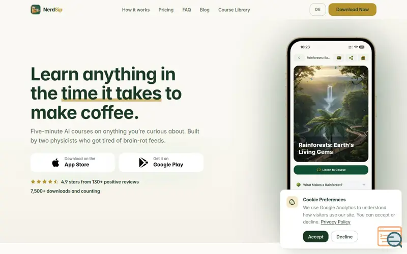 Screenshot of NerdSip - Microlearning App