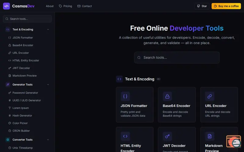 Screenshot of CosmosDev