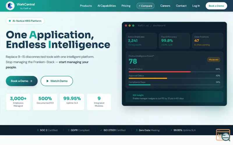 Screenshot of WorkCentral by kadir.ai