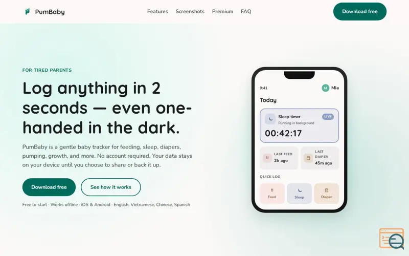 Screenshot of PumBaby — Gentle Baby Tracker