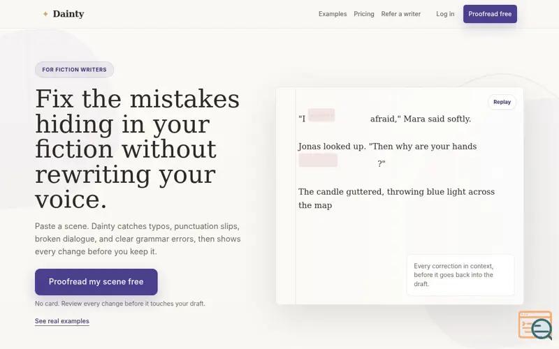 Screenshot of Dainty Proofreader