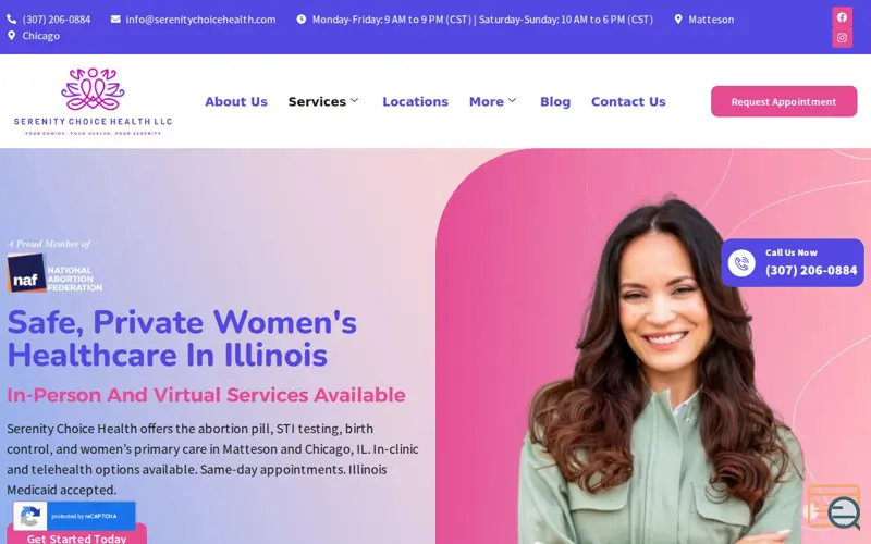 Screenshot of Serenity Choice Health, a launch using CityLocalPro