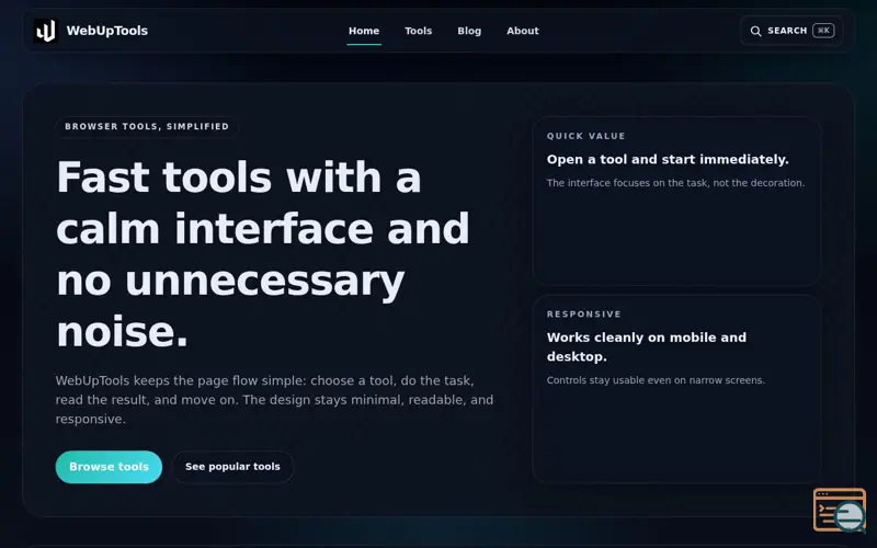 Screenshot of WebUpTools
