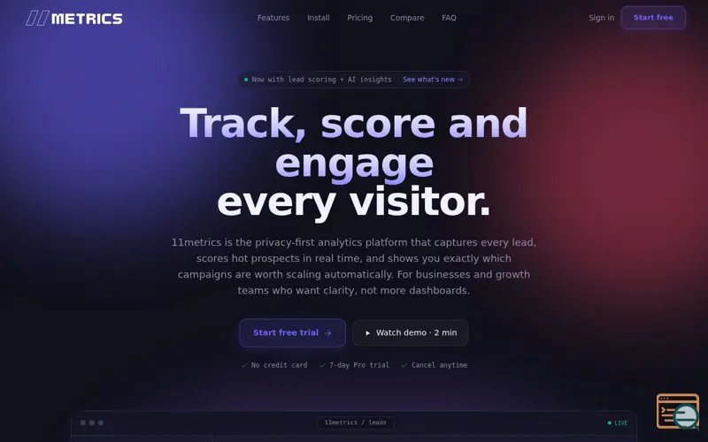Screenshot of 11metrics