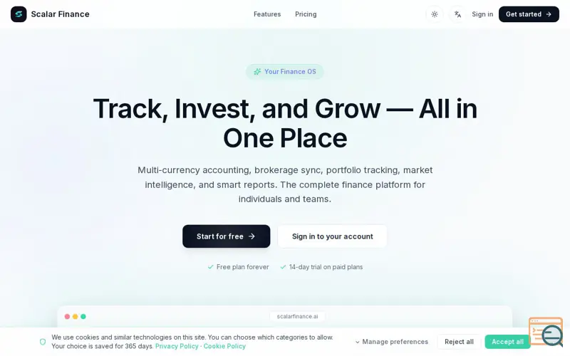 Screenshot of Scalar Finance