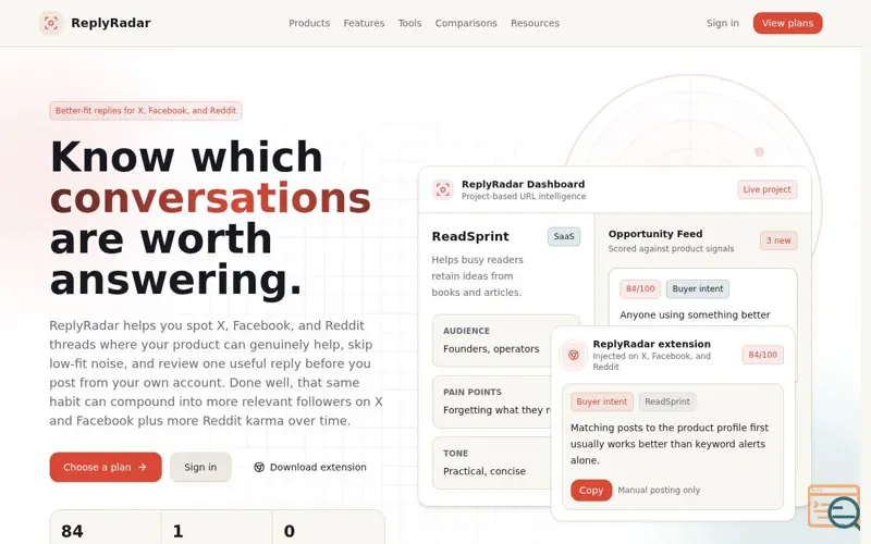 Screenshot of ReplyRadar