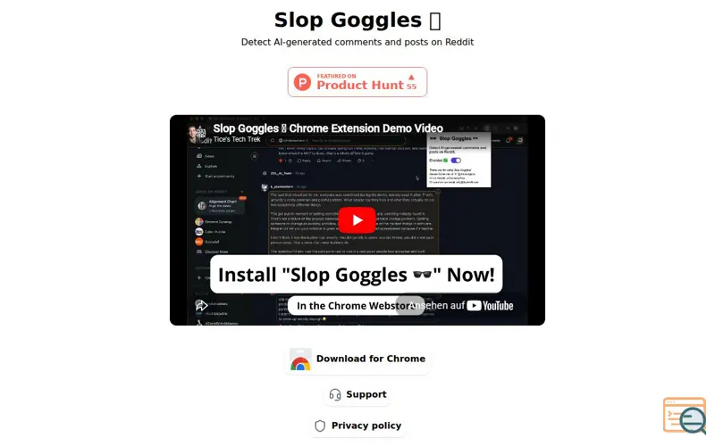 Screenshot of Slop Goggles
