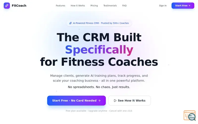 Screenshot of FitCoach CRM