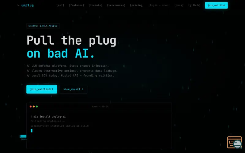 Screenshot of Unplug AI
