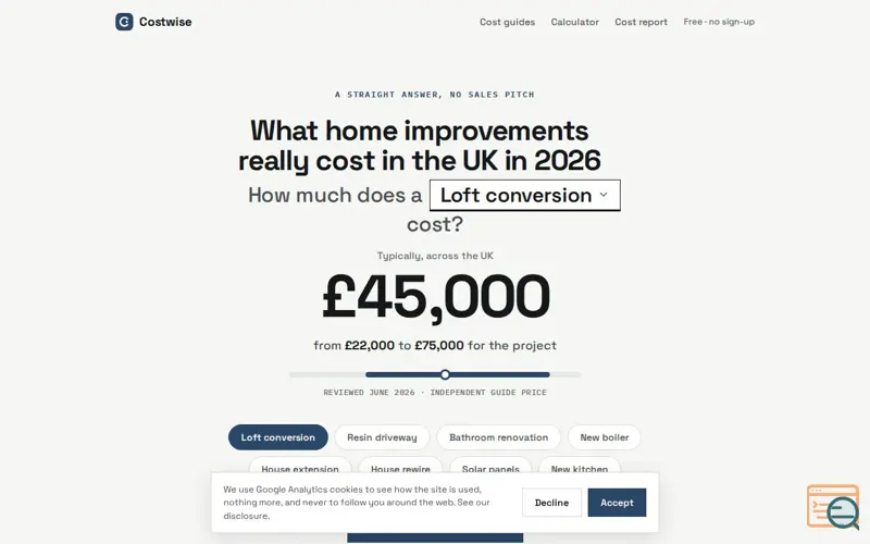 Screenshot of Costwise