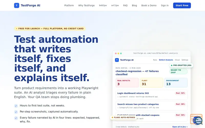 Screenshot of TestForge AI