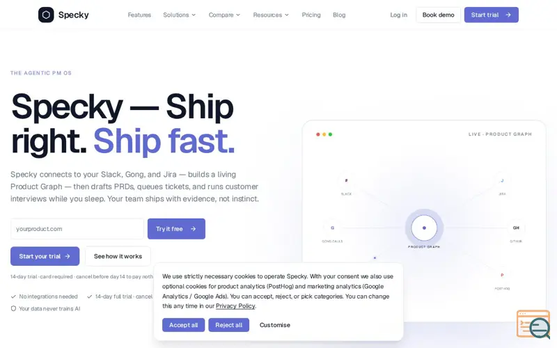 Screenshot of Specky, a launch using World4You