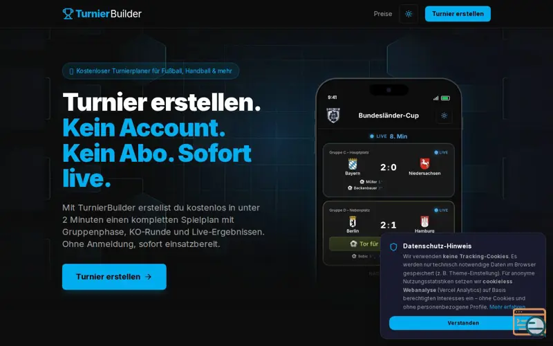Screenshot of TurnierBuilder