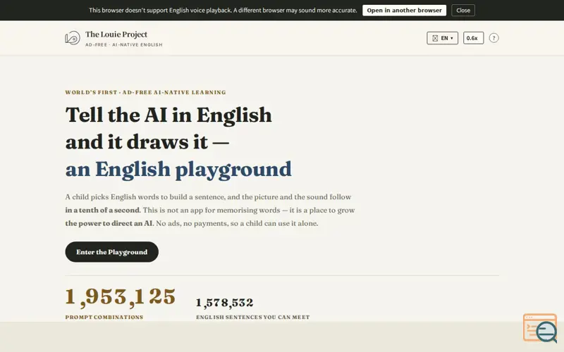 Screenshot of 비영어권 학생·학부모를 위한 AI 학습법과 무료 영어 문장 은행 | The Louie Project