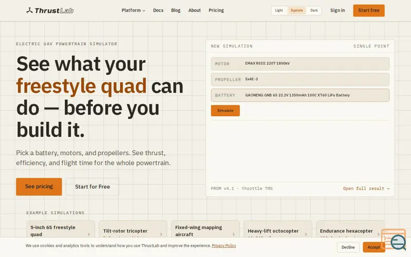 Screenshot of ThrustLab
