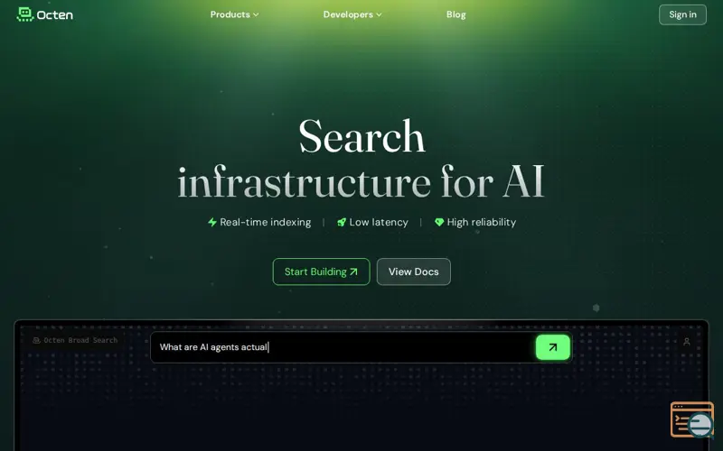 Screenshot of Octen, a launch using Google Search Console