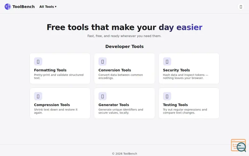 Screenshot of ToolBenchApp