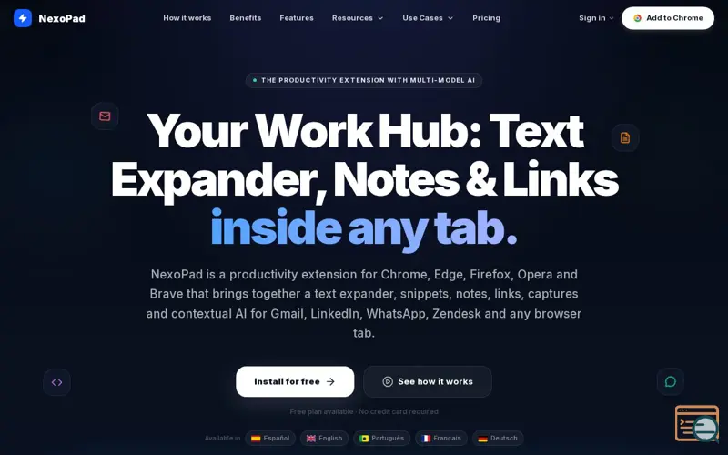 Screenshot of NexoPad - Browser Productivity Hub