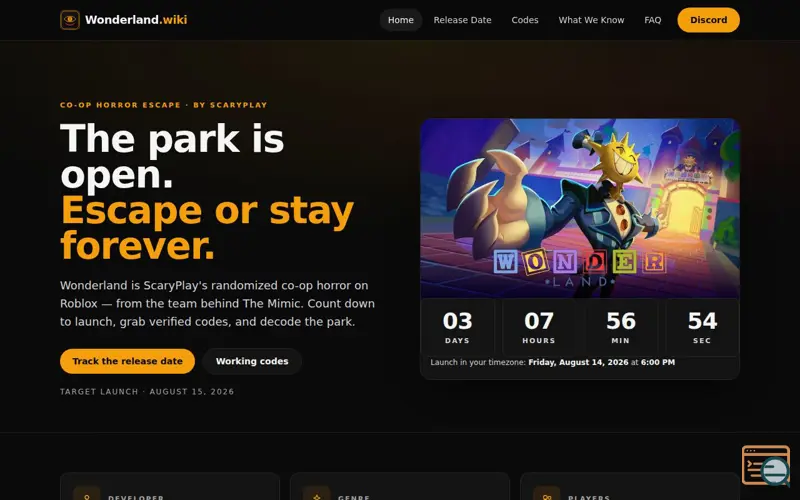 Screenshot of Wonderland Wiki