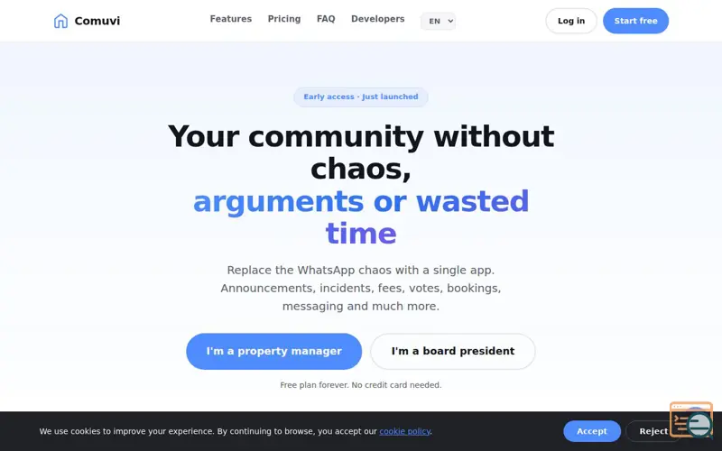 Screenshot of Comuvi — Community living, organized 