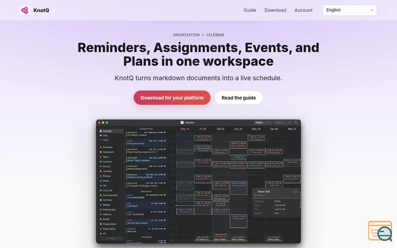 Screenshot of KnotQ